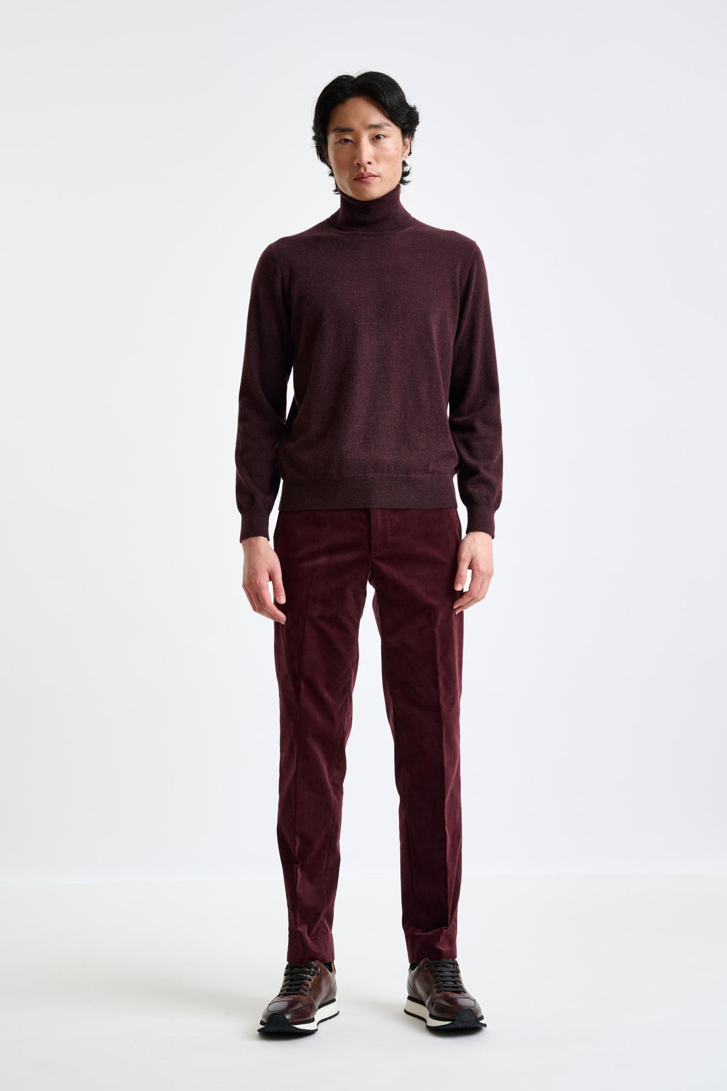 Dark Burgundy 100% Cashmere Drumberg Rollneck Knit — detail 1
