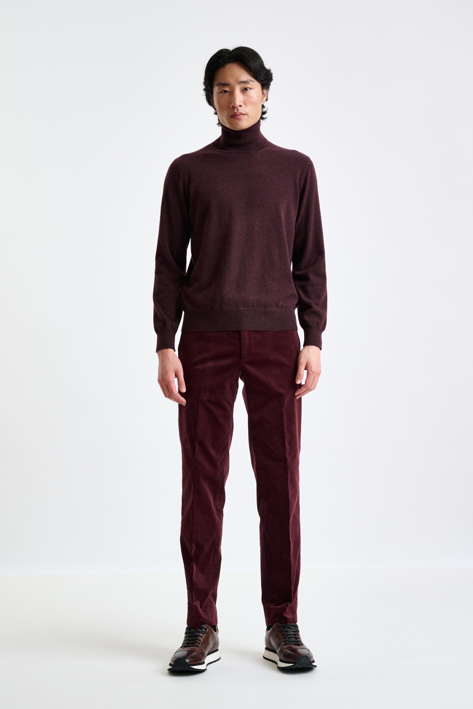 Dark Burgundy 100% Cashmere Drumberg Rollneck Knit — detail 1