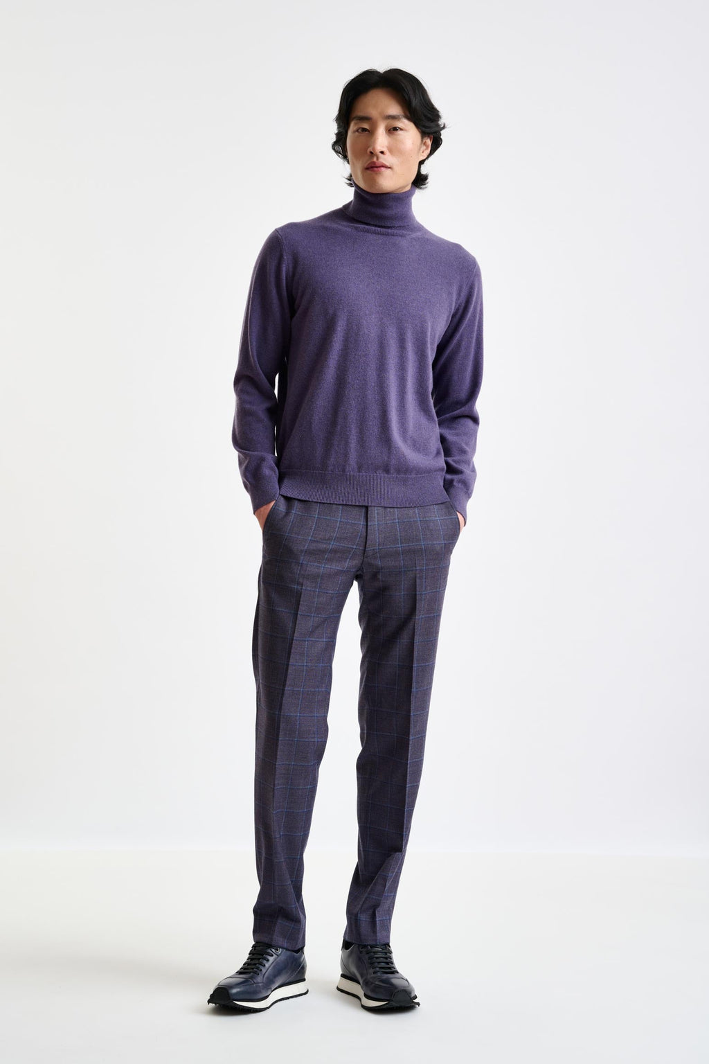 Purple Grey 100% Cashmere Drumberg Rollneck Knitwear — detail 2