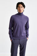 Purple Grey 100% Cashmere Drumberg Rollneck Knitwear