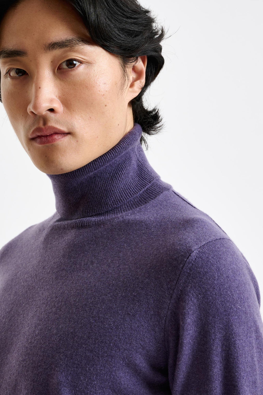 Purple Grey 100% Cashmere Drumberg Rollneck Knitwear — detail 1