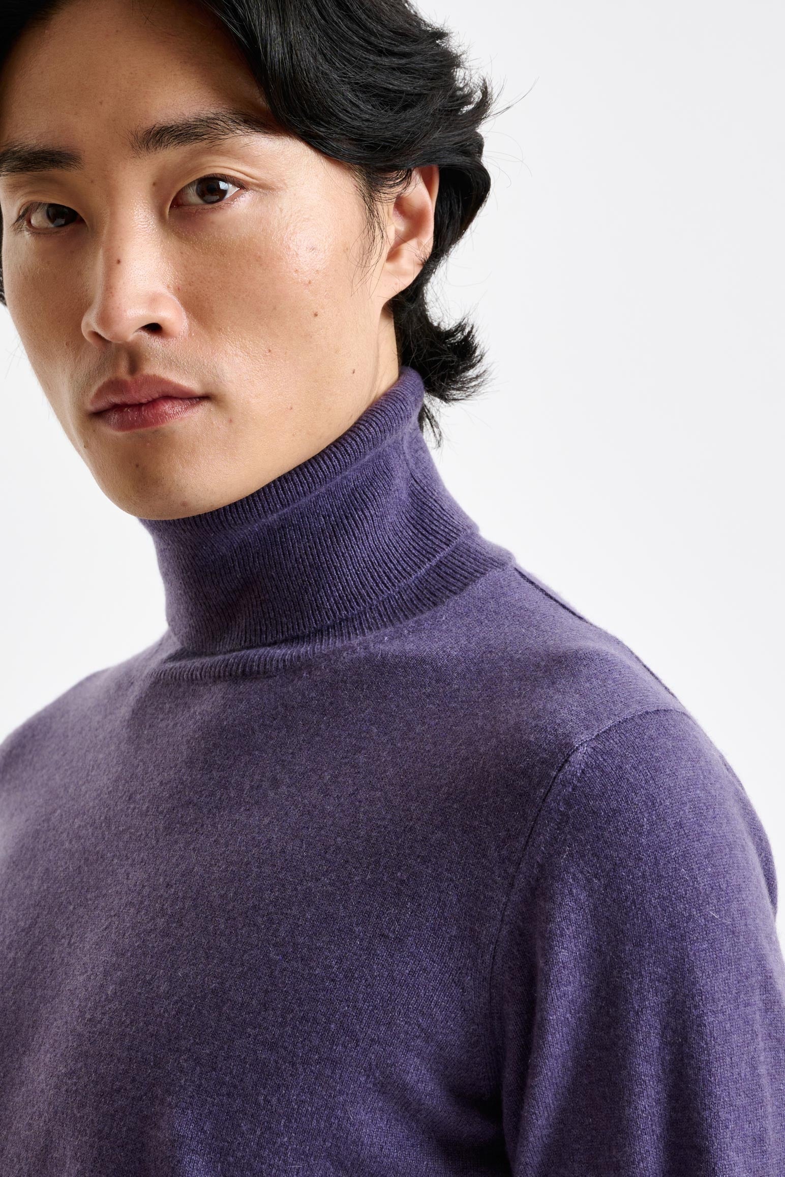 Purple Grey 100% Cashmere Drumberg Rollneck Knitwear — detail 1