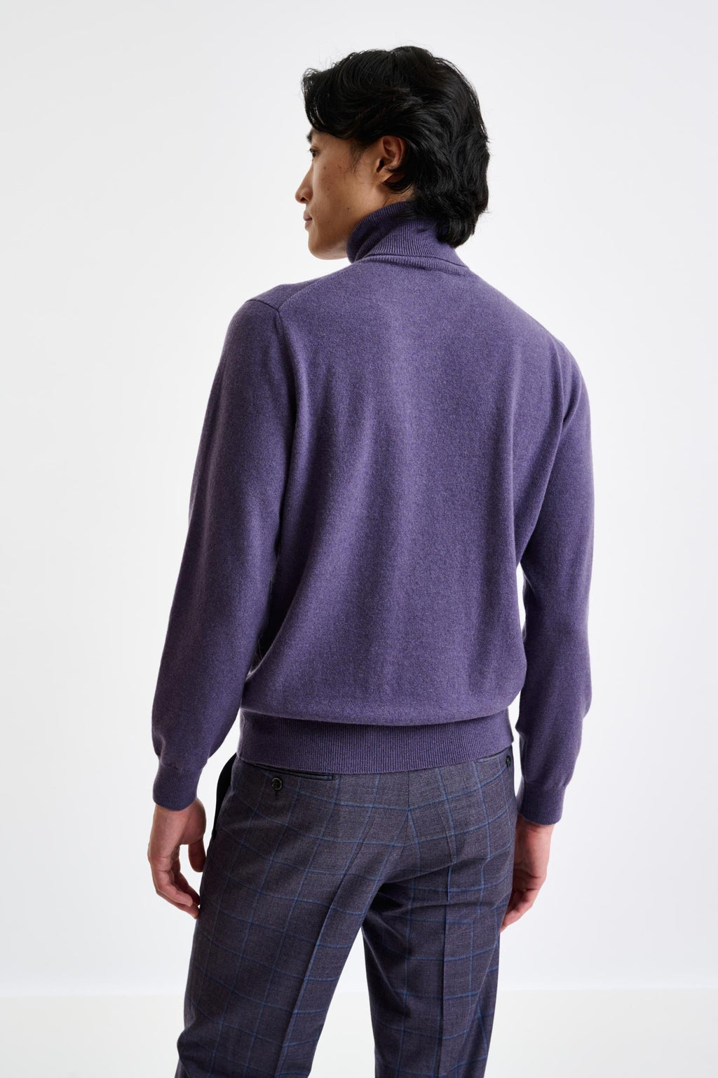 Purple Grey 100% Cashmere Drumberg Rollneck Knitwear — detail 3