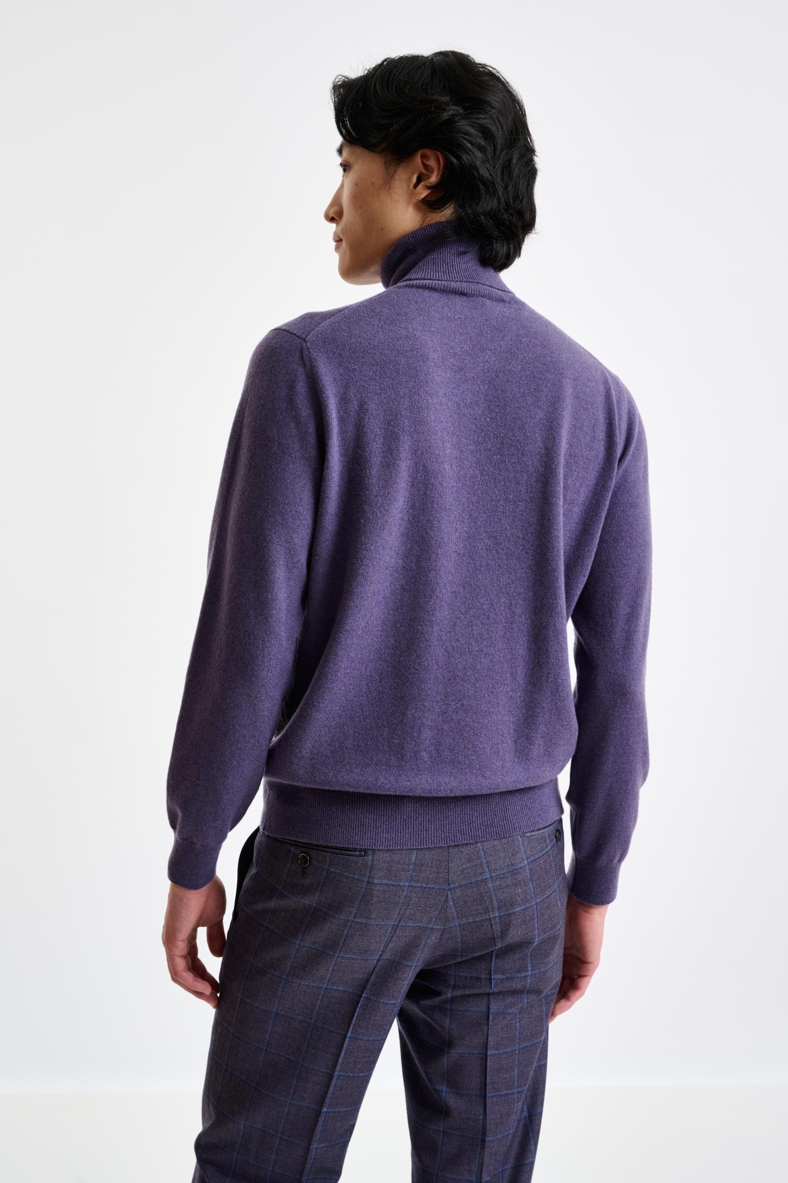 Purple Grey 100% Cashmere Drumberg Rollneck Knitwear — detail 3