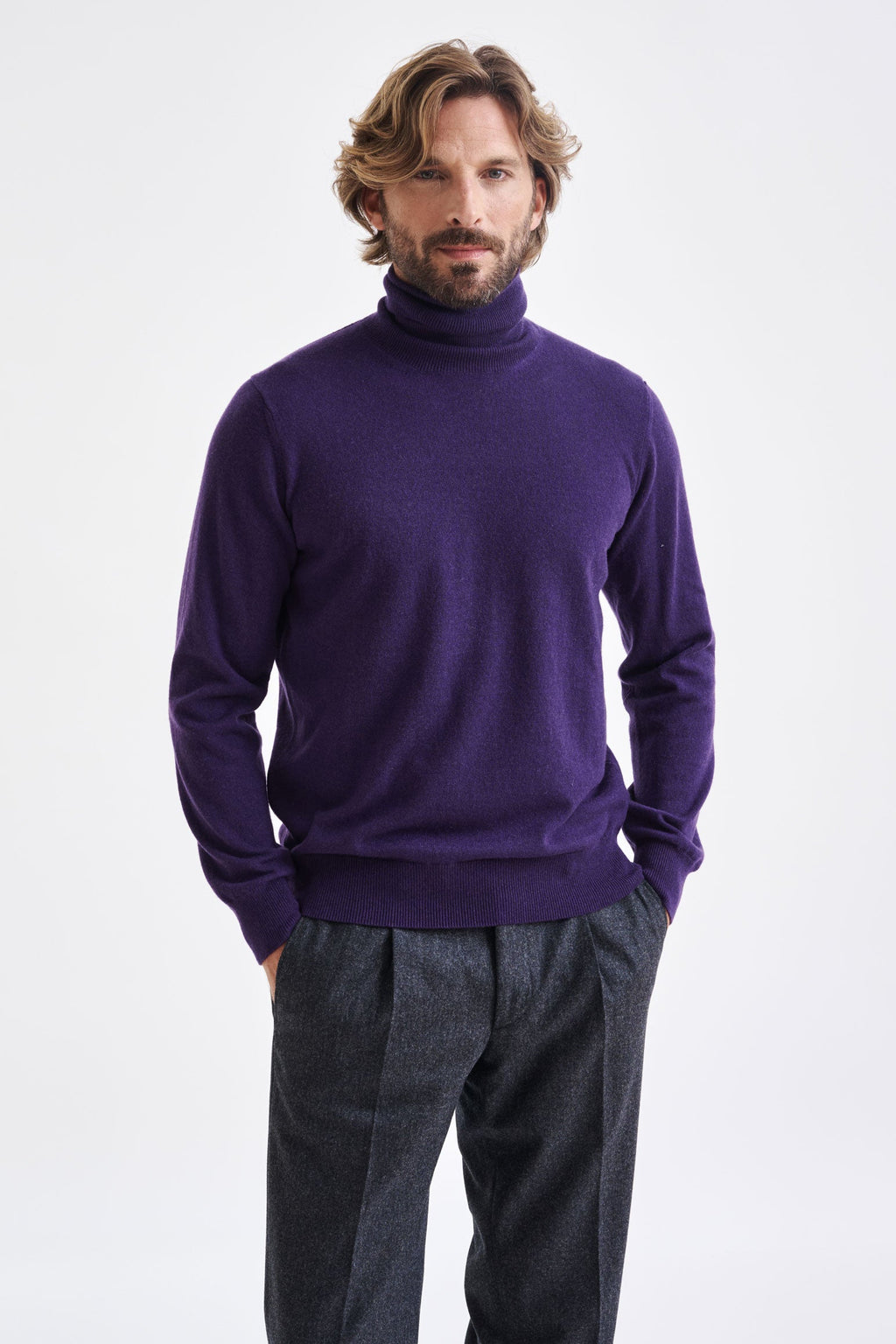 Purple 100% Cashmere Drumberg Rollneck Knitwear