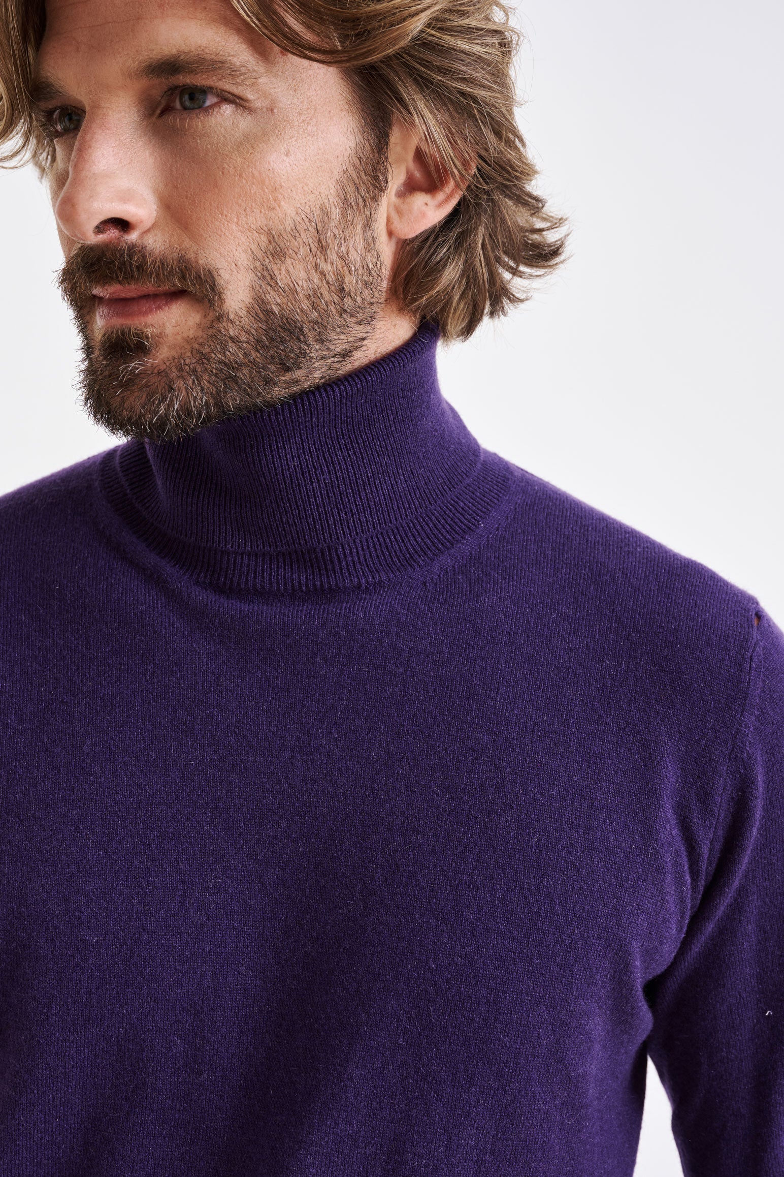 Purple 100% Cashmere Drumberg Rollneck Knitwear — detail 2
