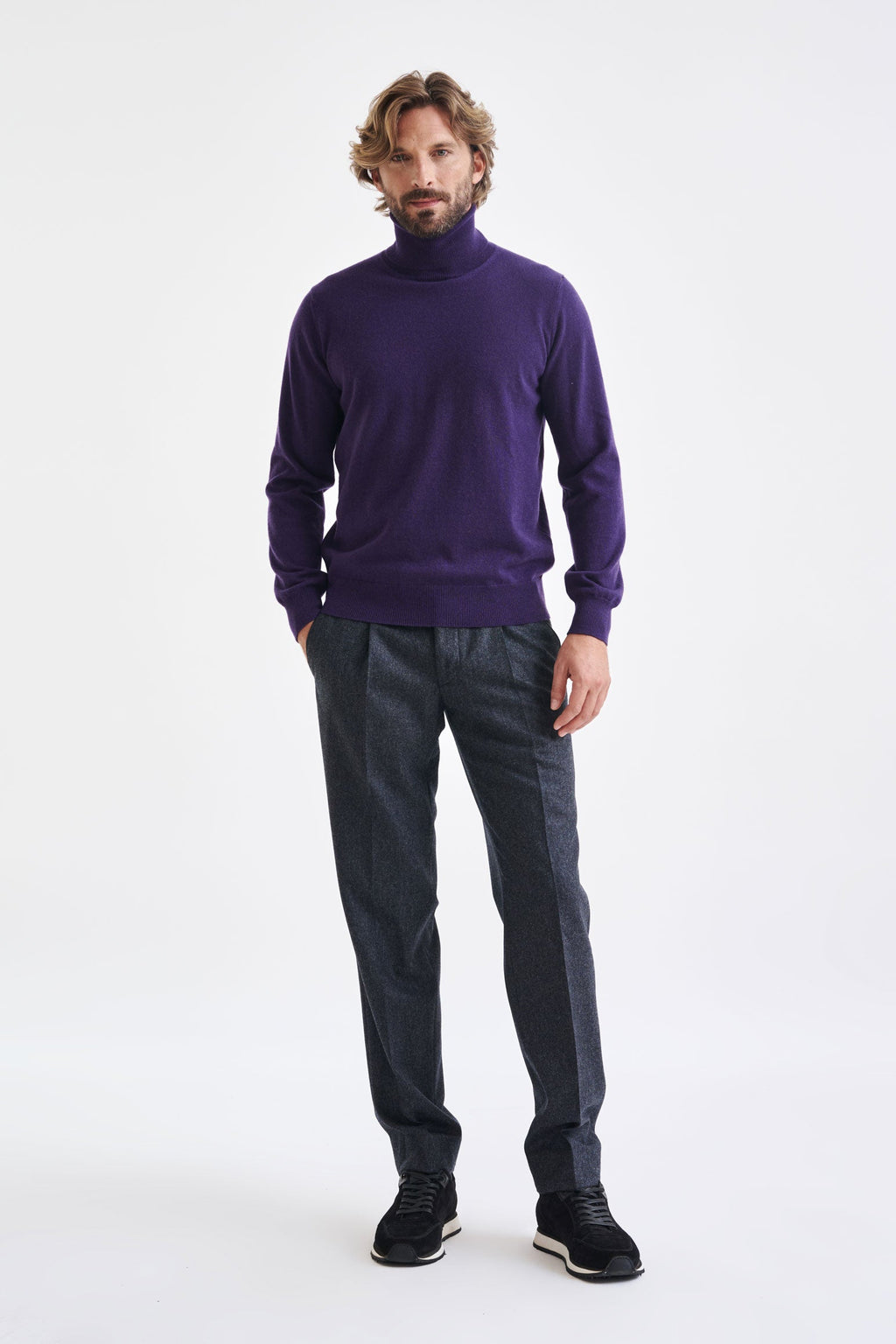 Purple 100% Cashmere Drumberg Rollneck Knitwear — detail 1