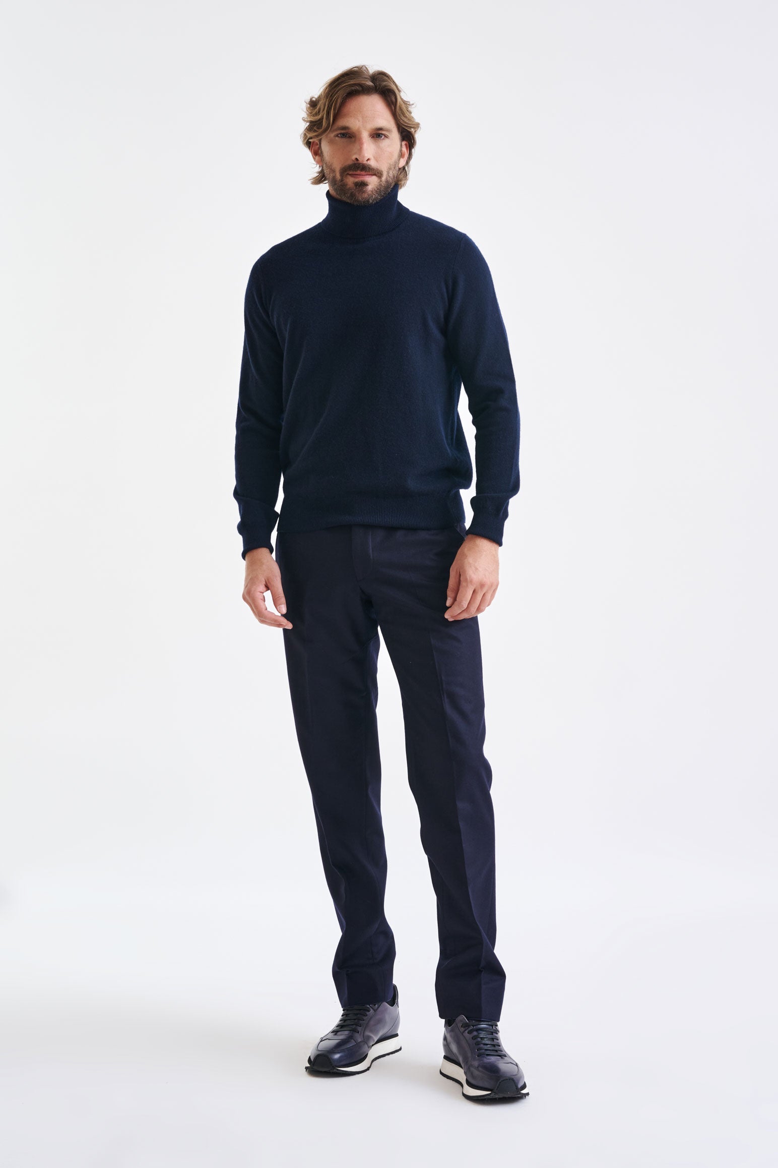 Navy 100% Cashmere Drumberg Rollneck Knit — detail 1