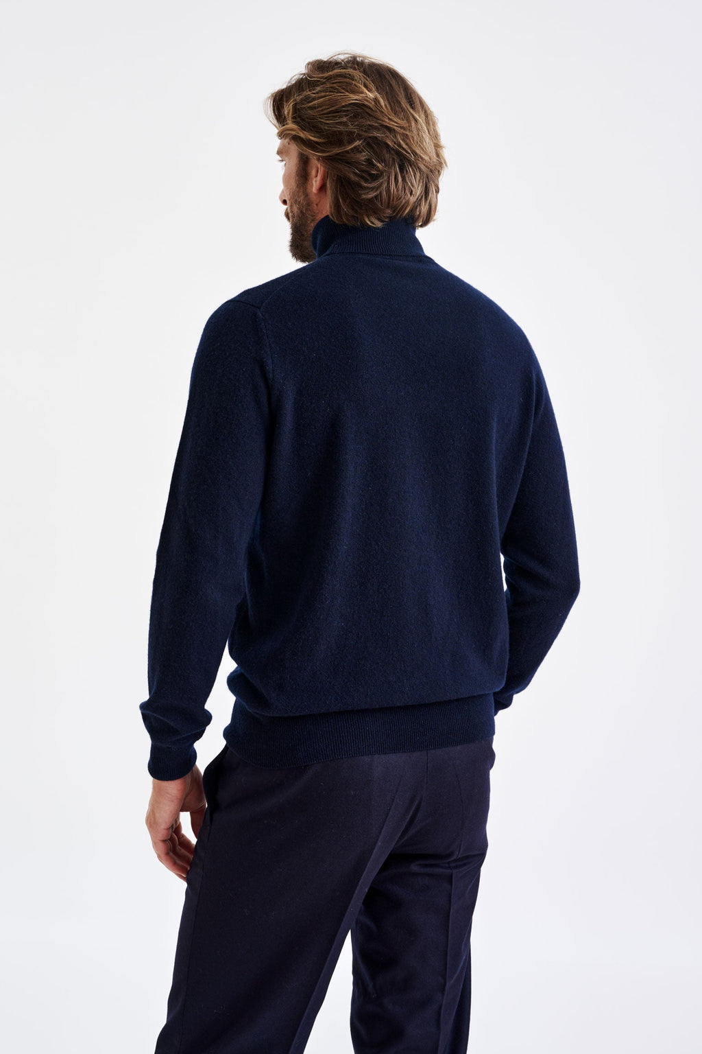 Navy 100% Cashmere Drumberg Rollneck Knit — detail 3