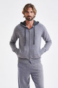 Grey Melange 100% Cashmere Fowey Zipped Hoodie Knit