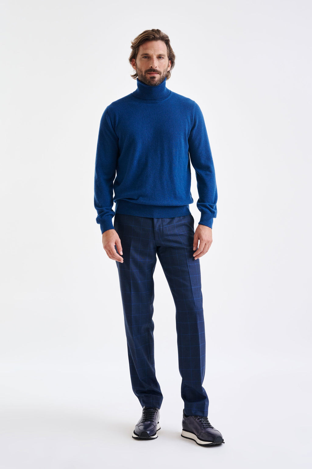 Pilot Blue 100% Cashmere Drumberg Rollneck Knit — detail 1