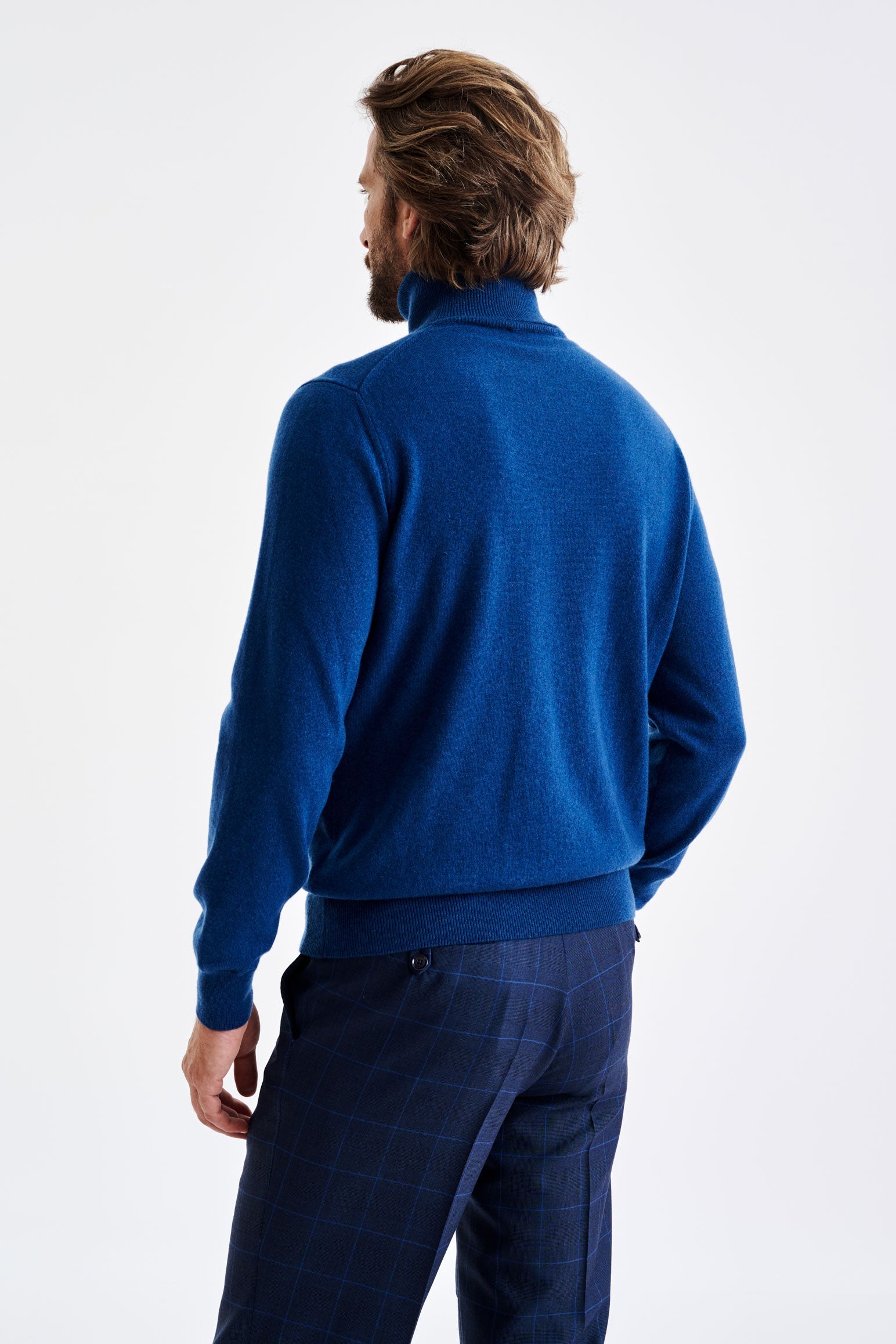 Pilot Blue 100% Cashmere Drumberg Rollneck Knit — detail 3