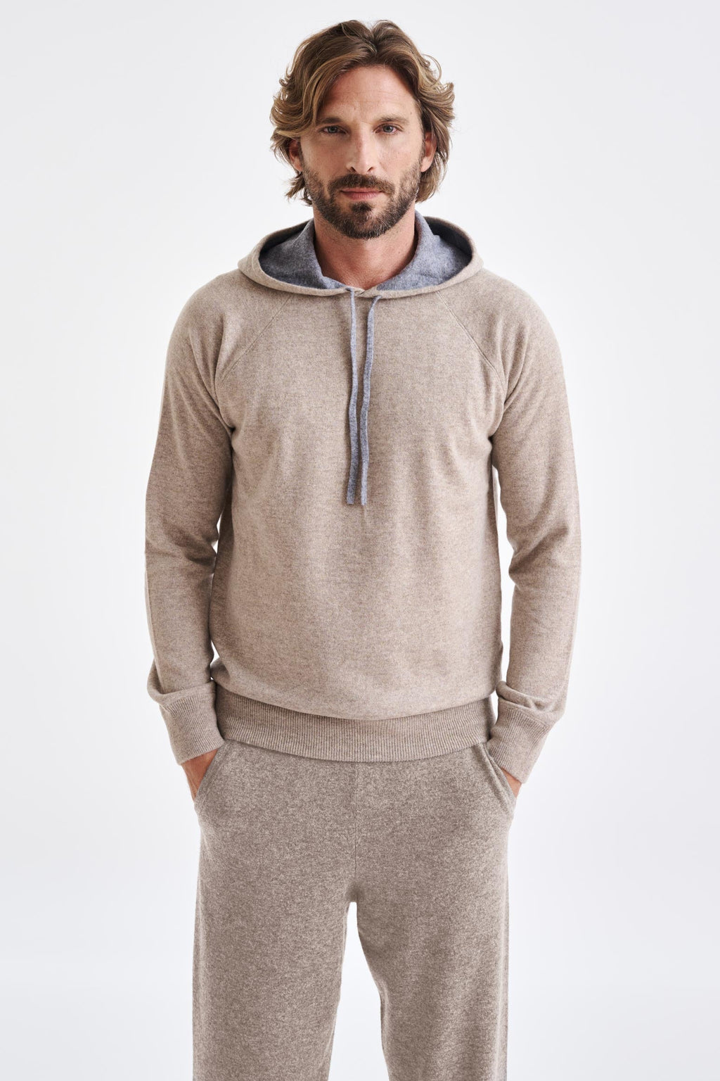 Sand Melange 100% Cashmere Bakewell Hoodie