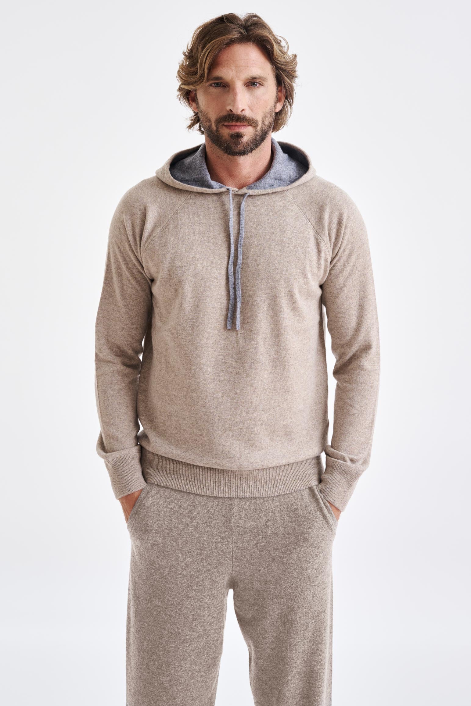 Sand Melange 100% Cashmere Bakewell Hoodie