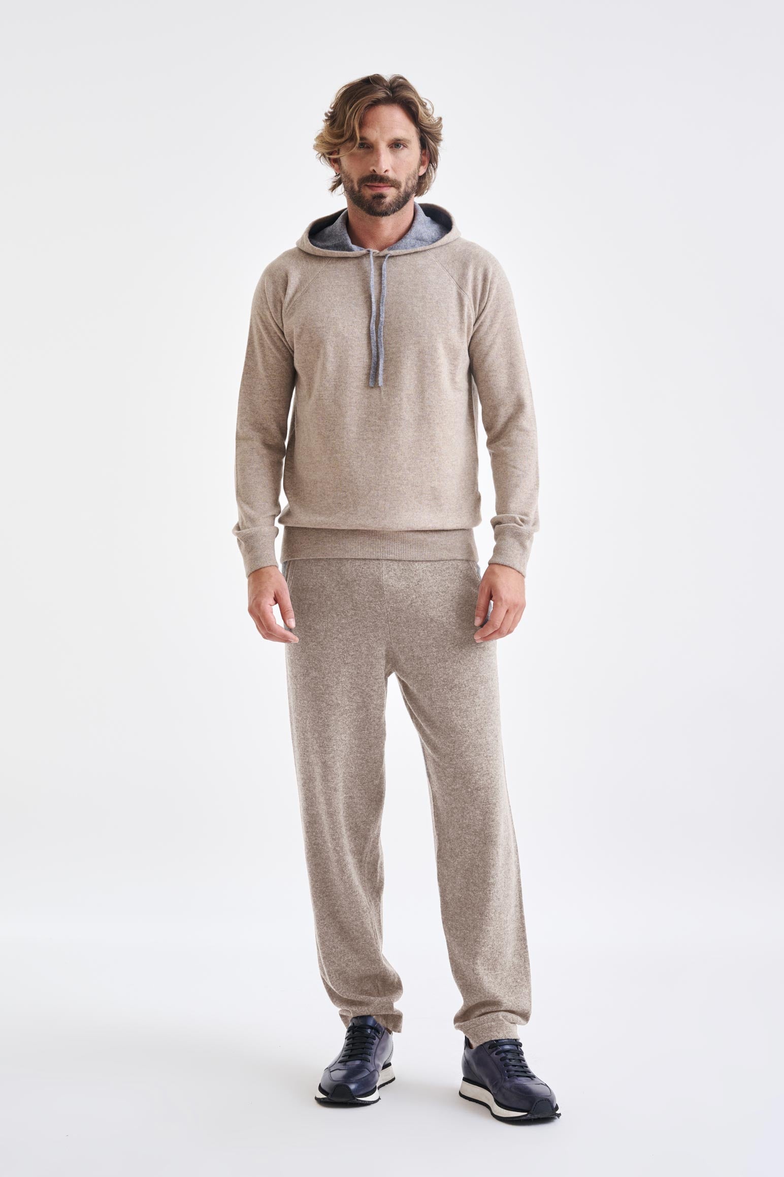 Sand Melange 100% Cashmere Bakewell Hoodie — detail 1
