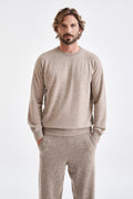 Sand Melange 100% Cashmere Whitby Crewneck Sweater