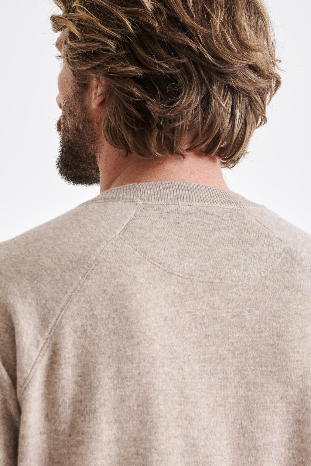 Sand Melange 100% Cashmere Whitby Crewneck Sweater — detail 4