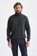 Dark Grey 100% Cashmere Crawley Rollneck Knit