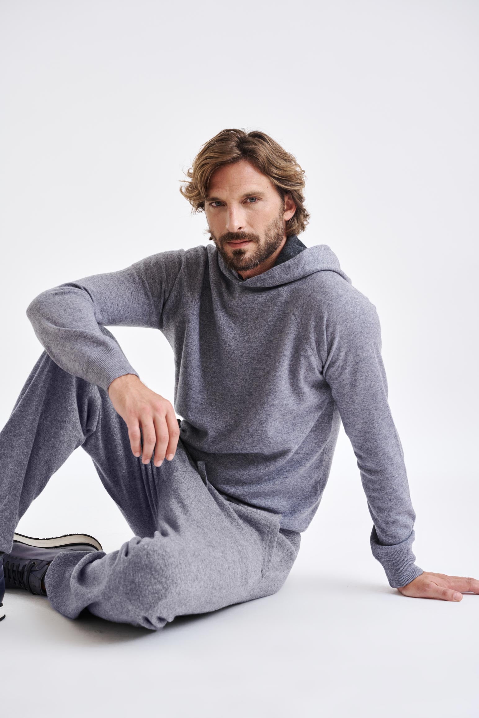 Mid-Grey Melange 100% Cashmere Bakewell Hoodie — detail 3