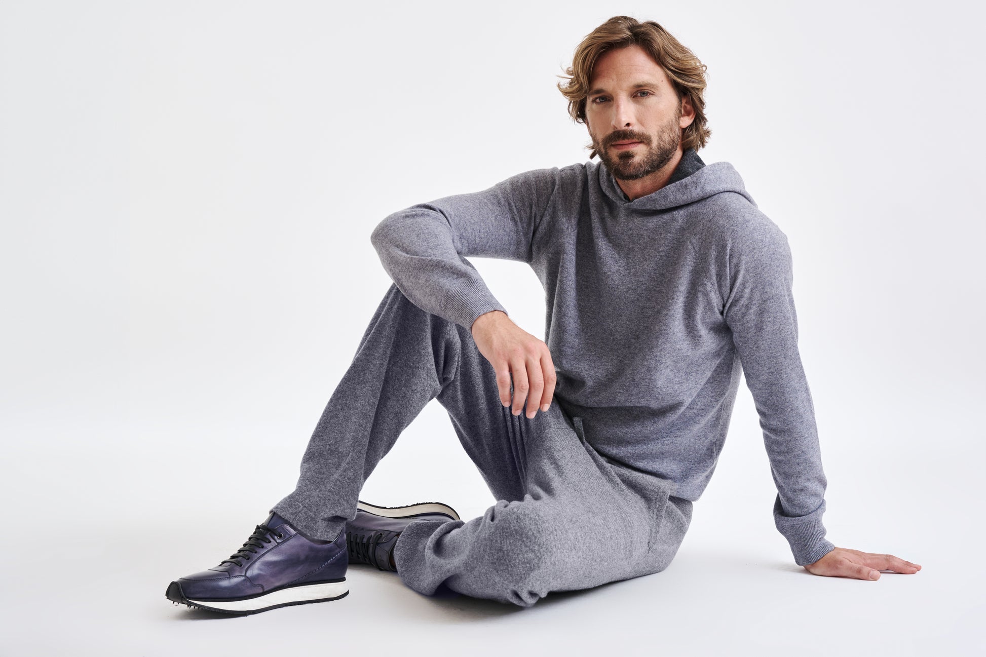 Mid-Grey Melange 100% Cashmere Bakewell Hoodie — detail 5