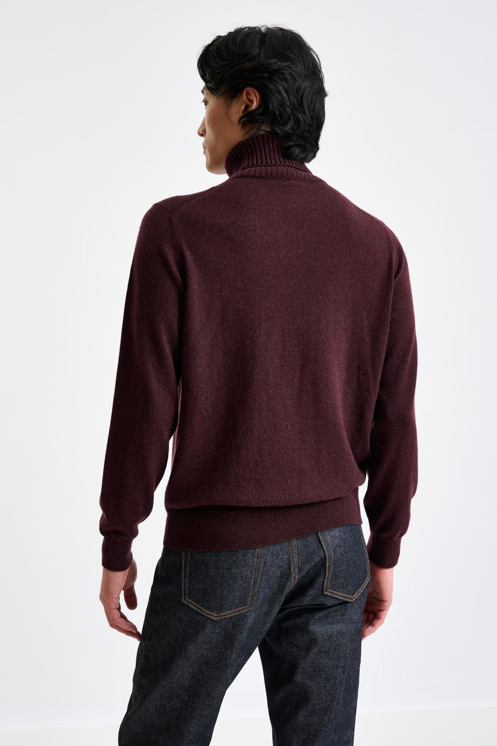 Dark Burgundy 100% Cashmere Crawley Rollneck Knit — detail 3