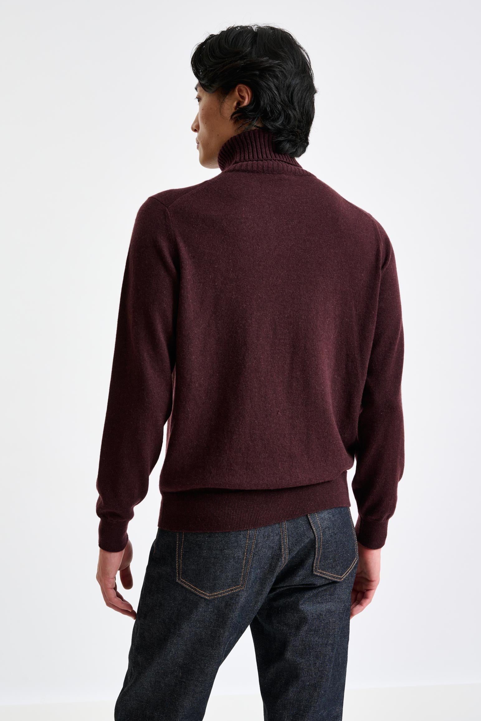 Dark Burgundy 100% Cashmere Crawley Rollneck Knit — detail 3