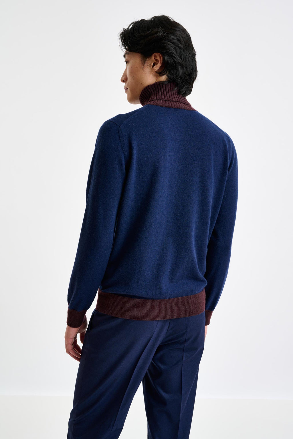 Neptune Blue 100% Cashmere Crawley Rollneck Knit — detail 1