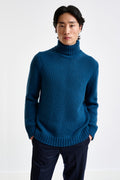 Pilot Blue Chunky Wool & Cashmere Banbury Rollneck