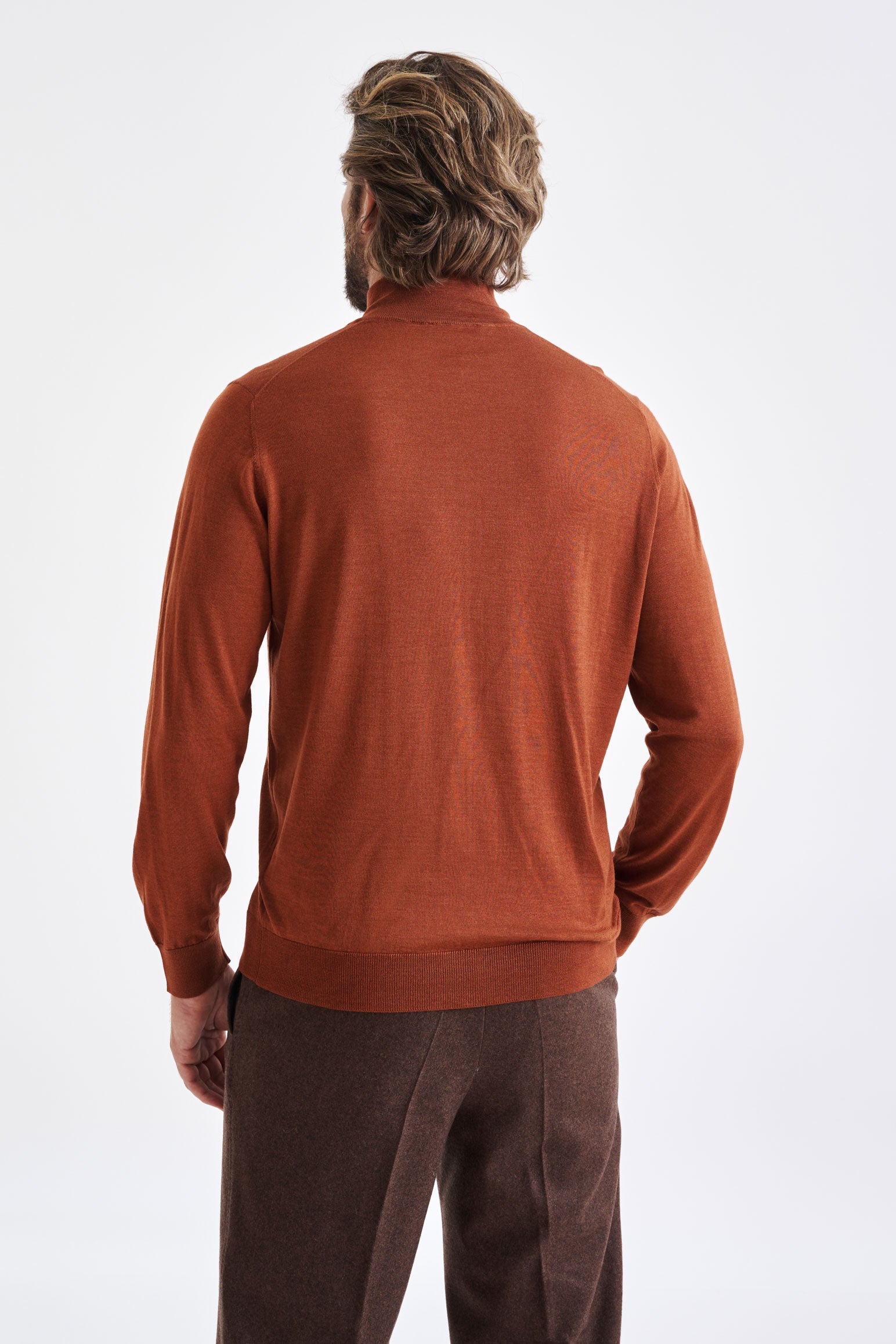 Intense Rust Cashmere & Silk Repton Fullzip Sweater — detail 2