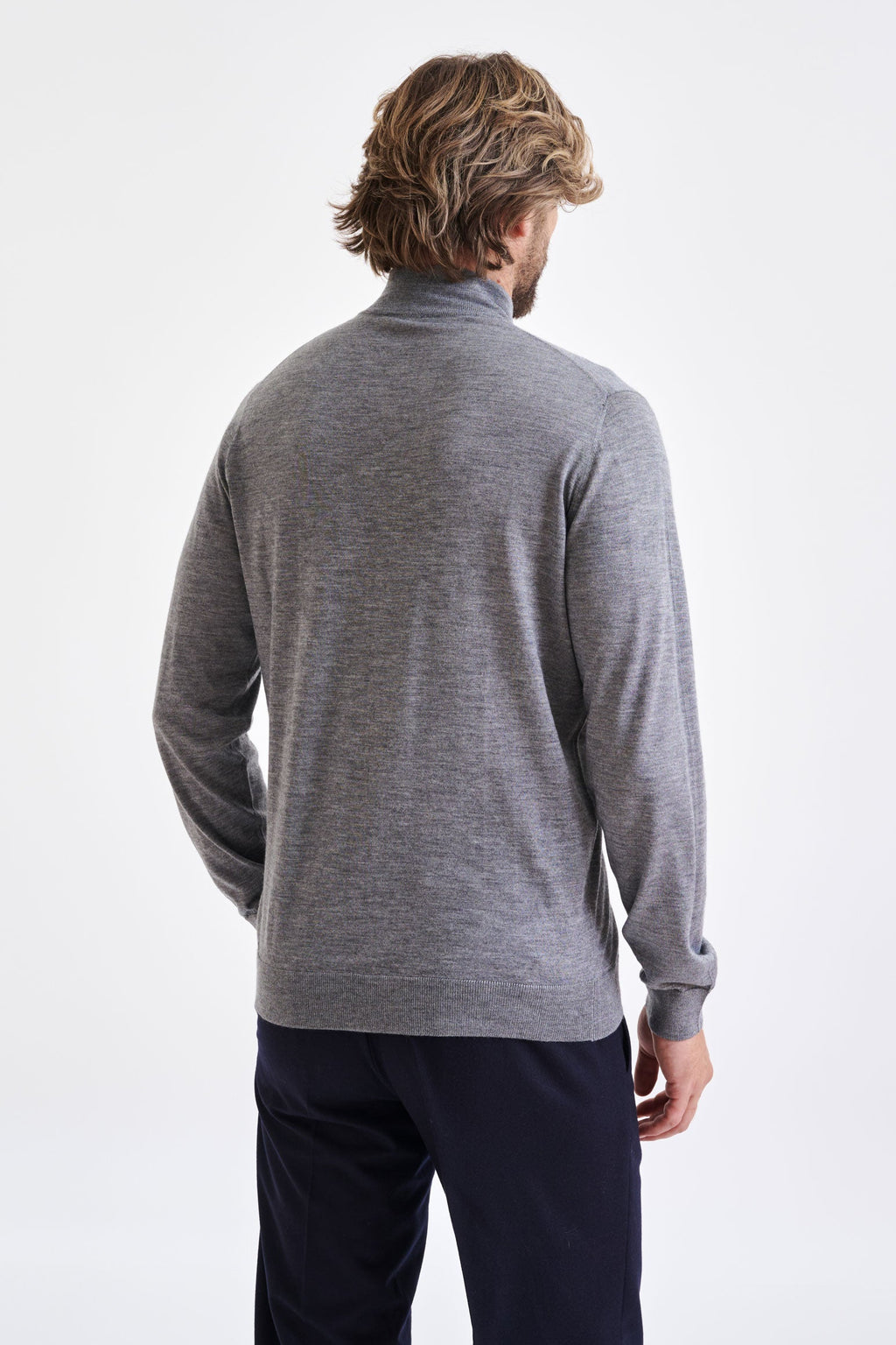 Mid-Grey Melange Cashmere & Silk Repton Fullzip Sweater — detail 3