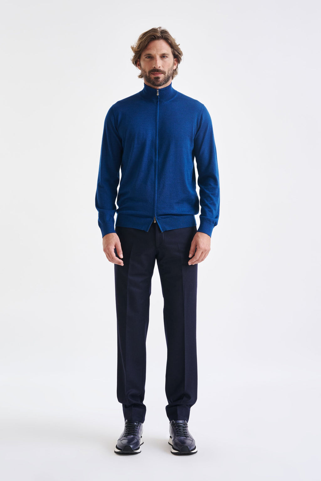 Pilot Blue Cashmere & Silk Repton Fullzip Sweater — detail 2