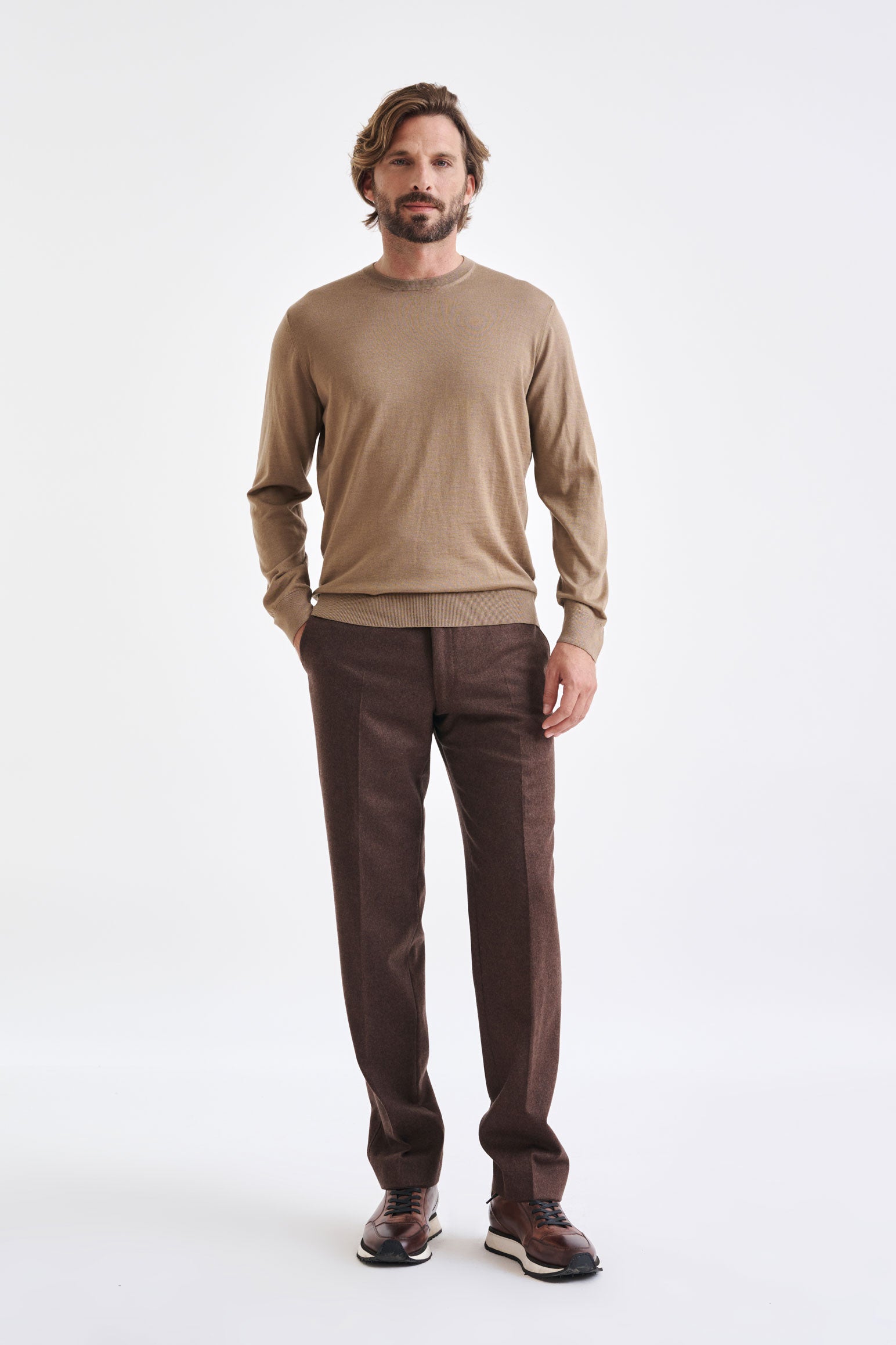 Camel Cashmere Merino Silk Blend Crewe Sweater — detail 1