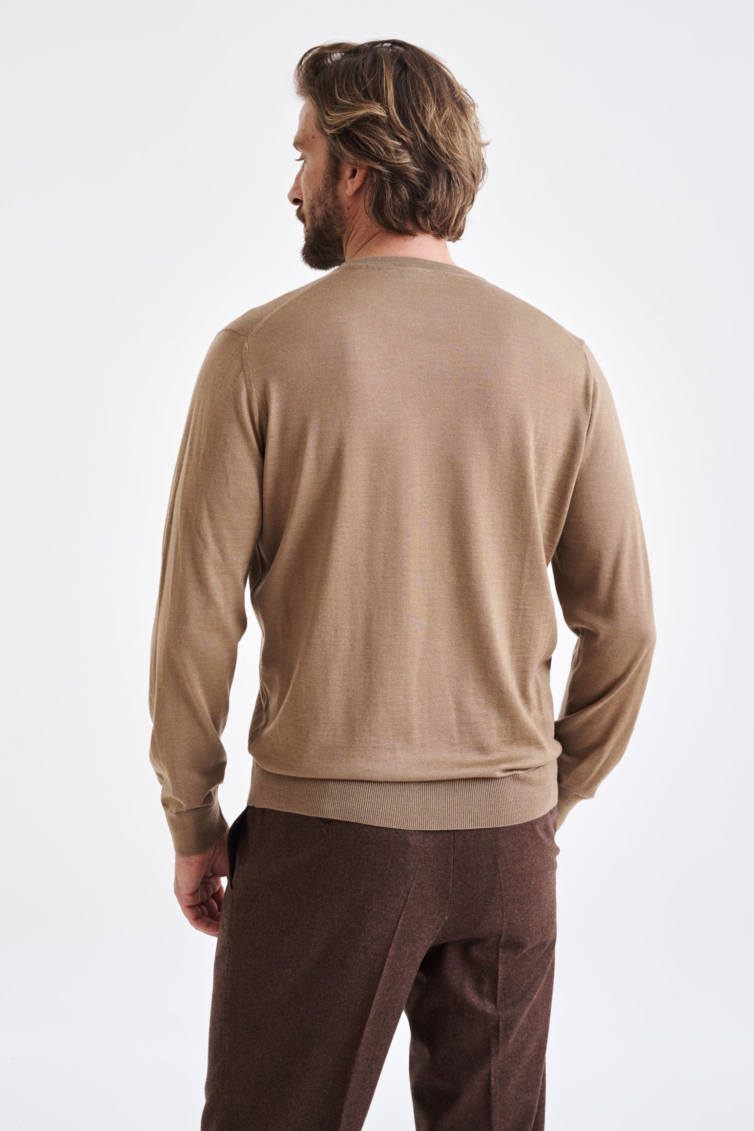 Camel Cashmere Merino Silk Blend Crewe Sweater — detail 3