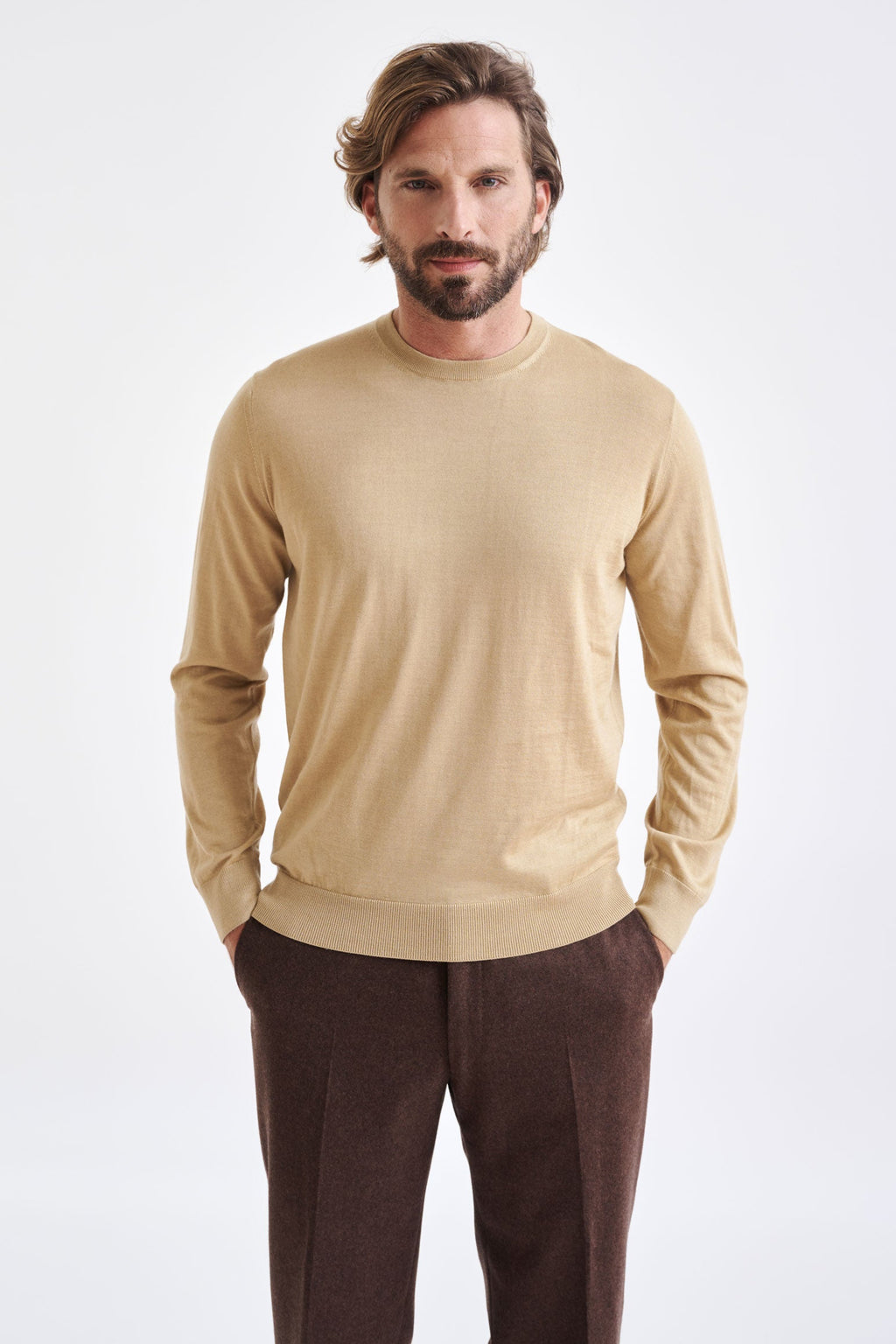 Beeswax Cashmere Merino Silk Blend Crewe Sweater
