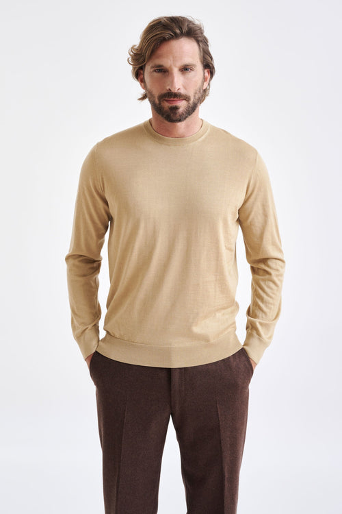 Beeswax Cashmere Merino Silk Blend Crewe Sweater