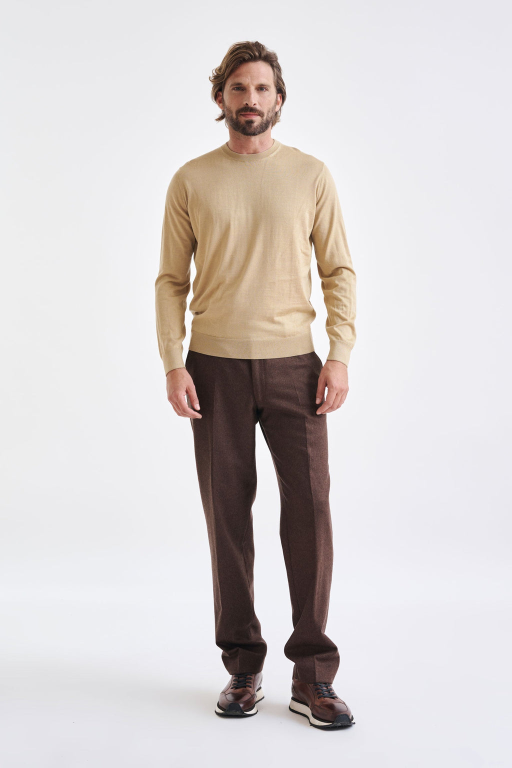 Beeswax Cashmere Merino Silk Blend Crewe Sweater — detail 1