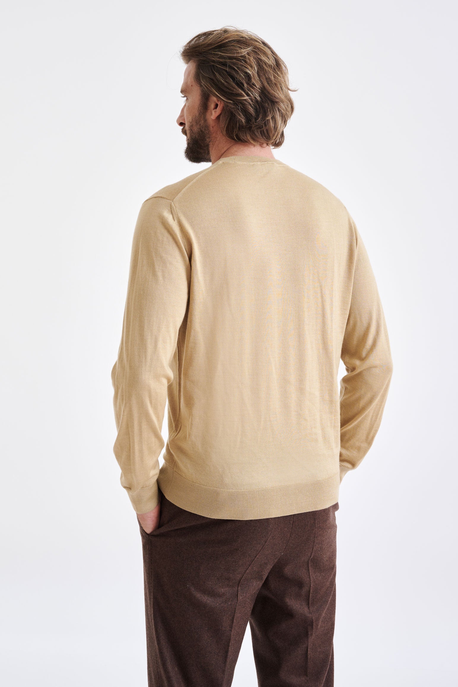 Beeswax Cashmere Merino Silk Blend Crewe Sweater — detail 3