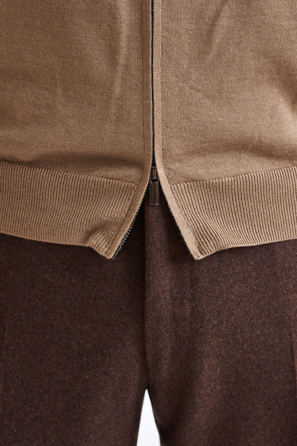 Camel Cashmere Merino Silk Blend Goole Zipped Hoodie Knit — detail 4