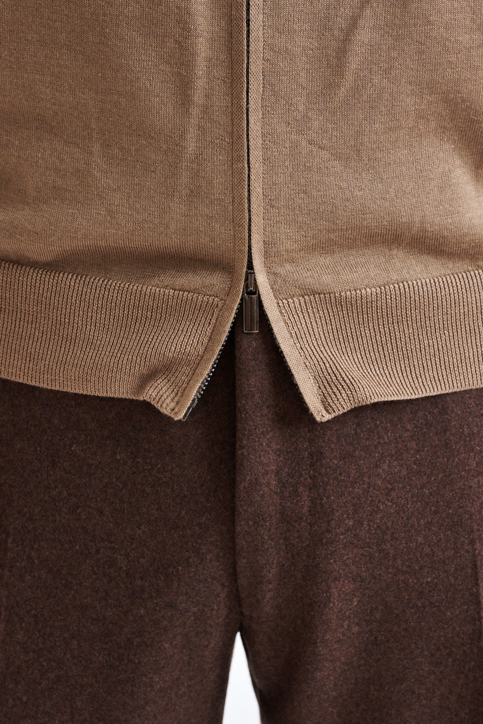 Camel Cashmere Merino Silk Blend Goole Zipped Hoodie Knit — detail 4