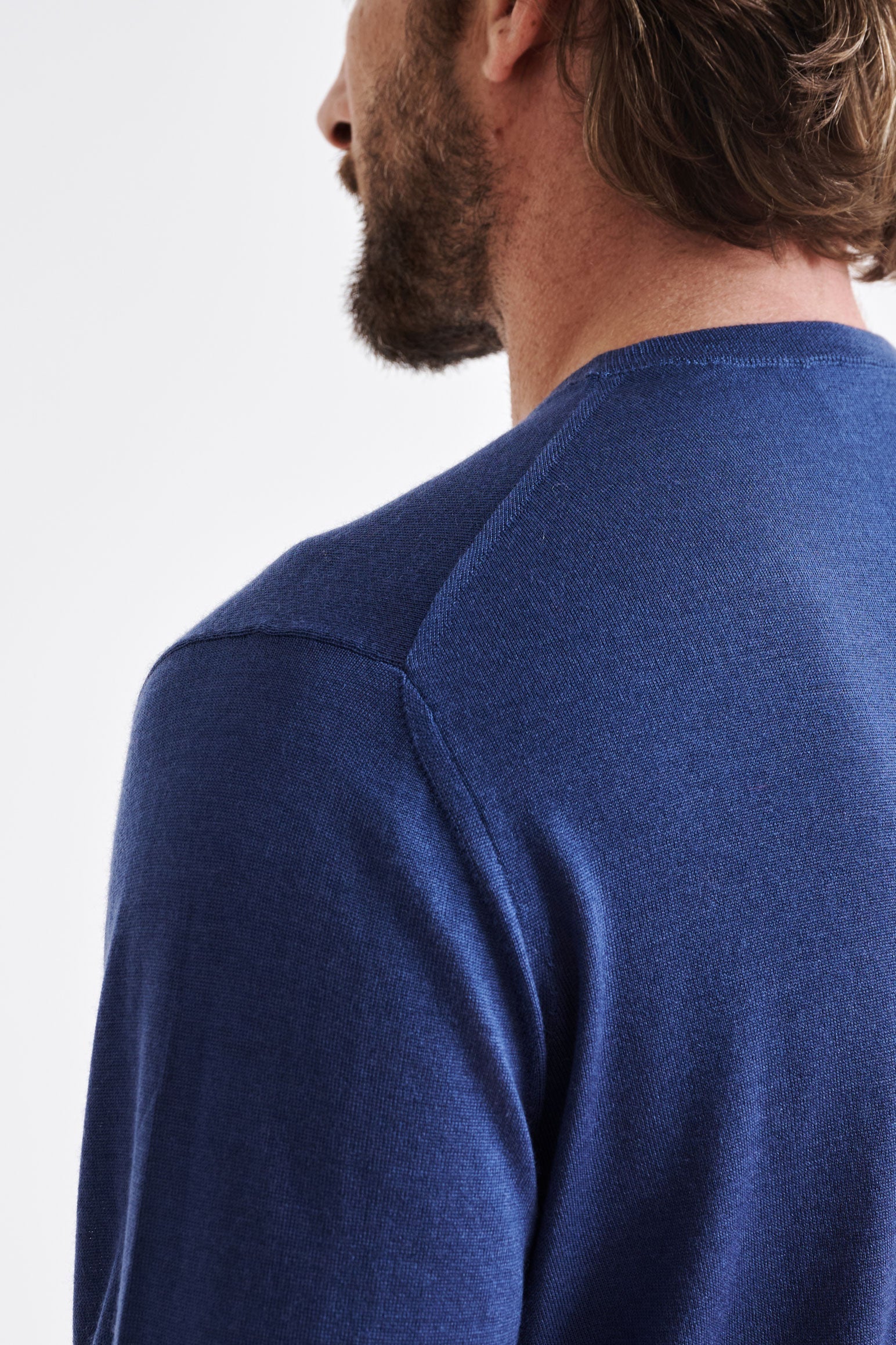 Metal Blue Cashmere Merino Silk Blend Crewe Sweater — detail 3