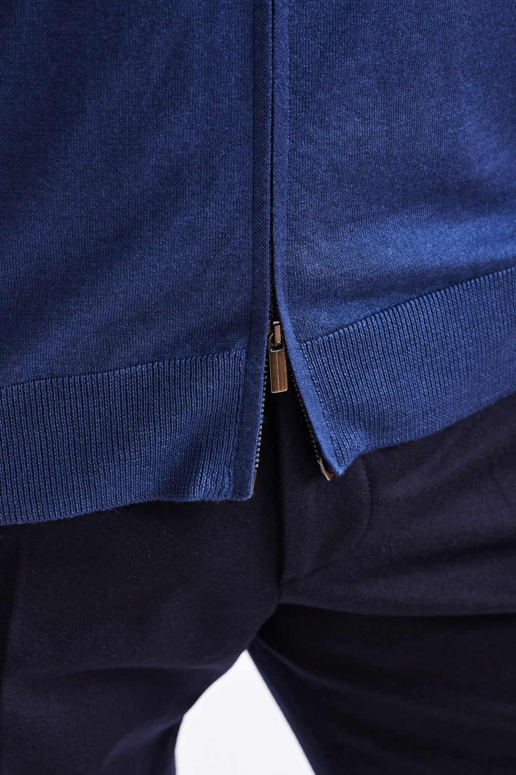 Metal Blue Cashmere Merino Silk Blend Goole Zipped Hoodie knit — detail 2