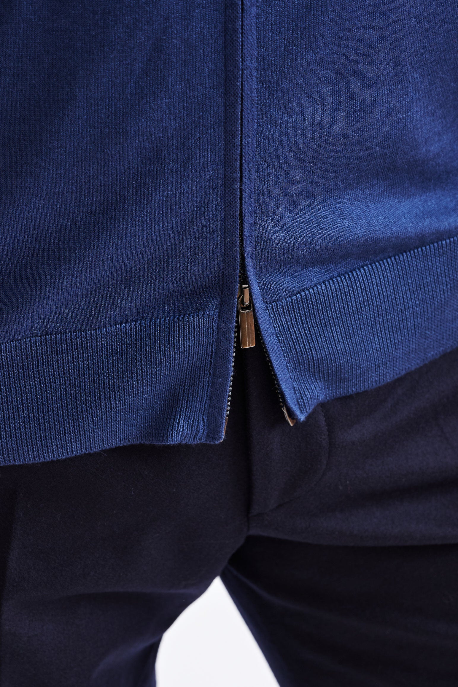 Metal Blue Cashmere Merino Silk Blend Goole Zipped Hoodie knit — detail 2