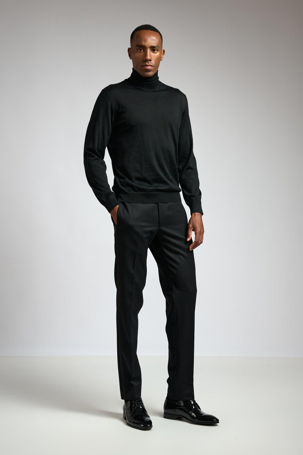 Black Cashmere & Silk Blend Telford Turtleneck Sweater — detail 2