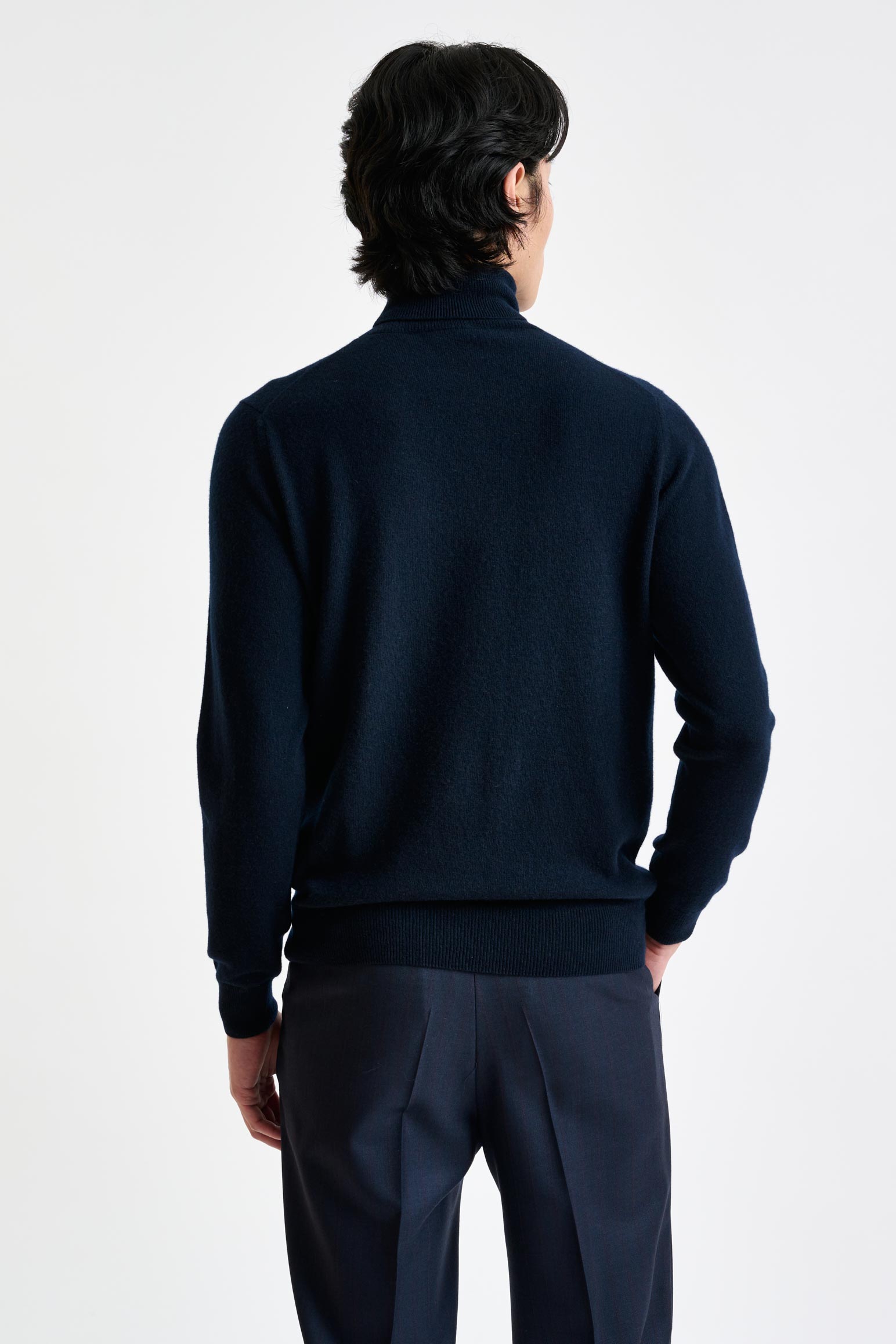 Navy Cashmere & Silk Blend Telford Turtleneck Sweater — detail 3