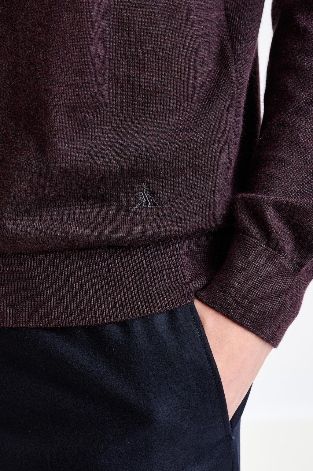 Dark Burgundy Cashmere & Silk Blend Telford Turtleneck Sweater — detail 1