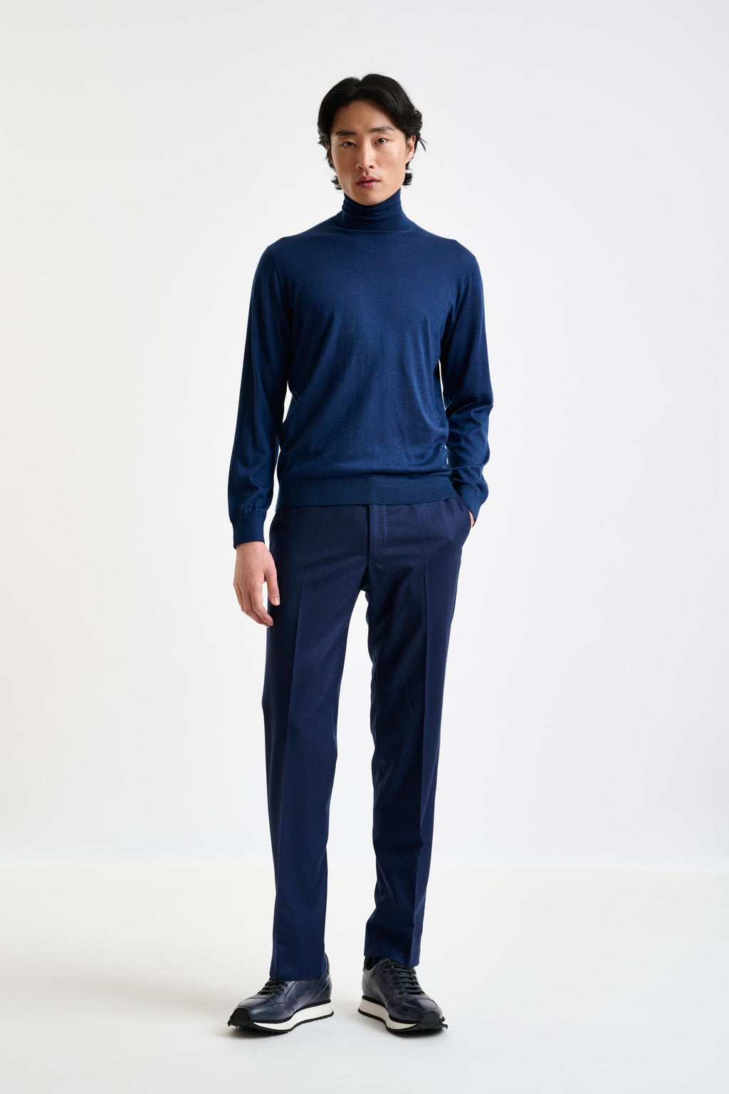Neptune Blue Cashmere & Silk Blend Telford Turtleneck Sweater — detail 3
