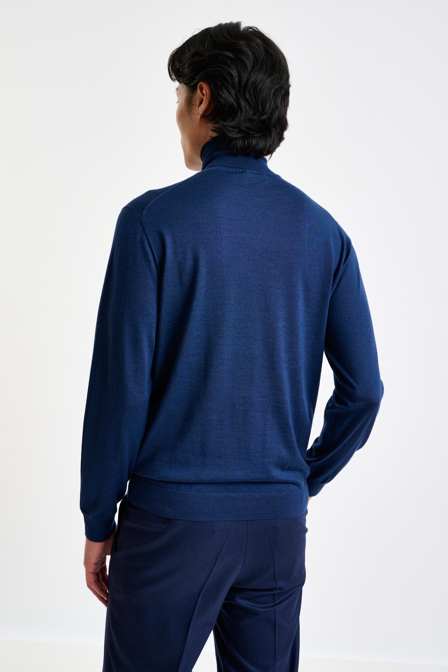 Neptune Blue Cashmere & Silk Blend Telford Turtleneck Sweater — detail 2