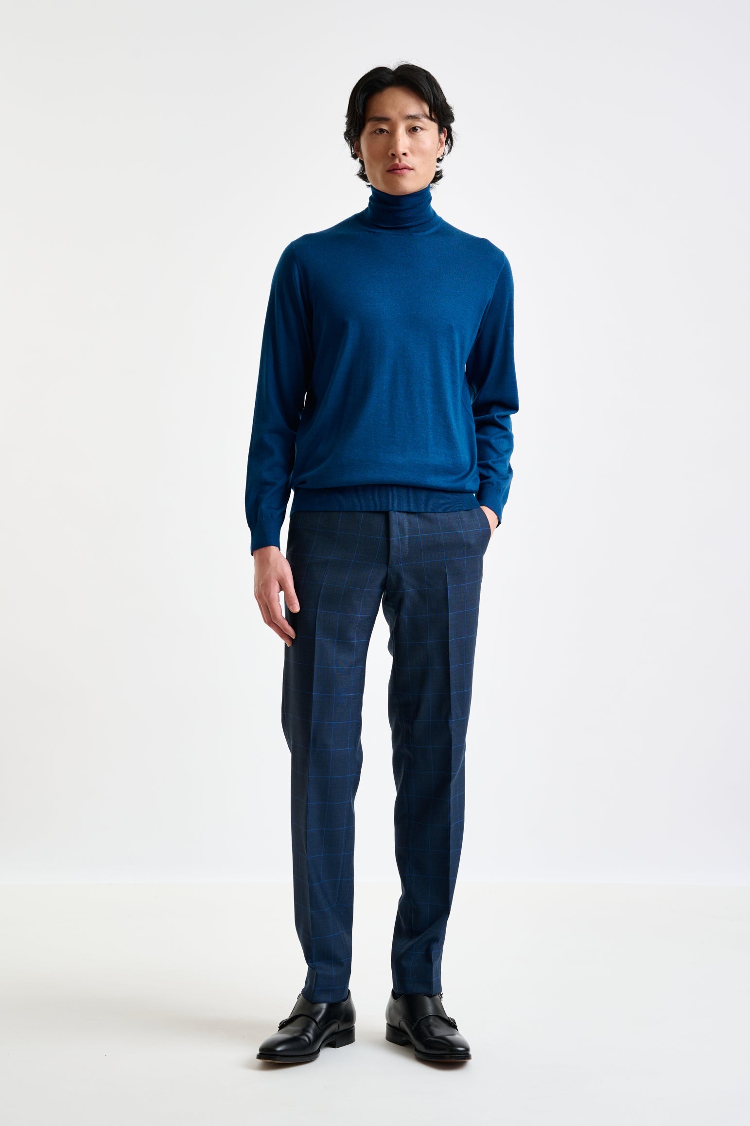 Pilot Blue Cashmere & Silk Blend Telford Turtleneck Sweater — detail 1