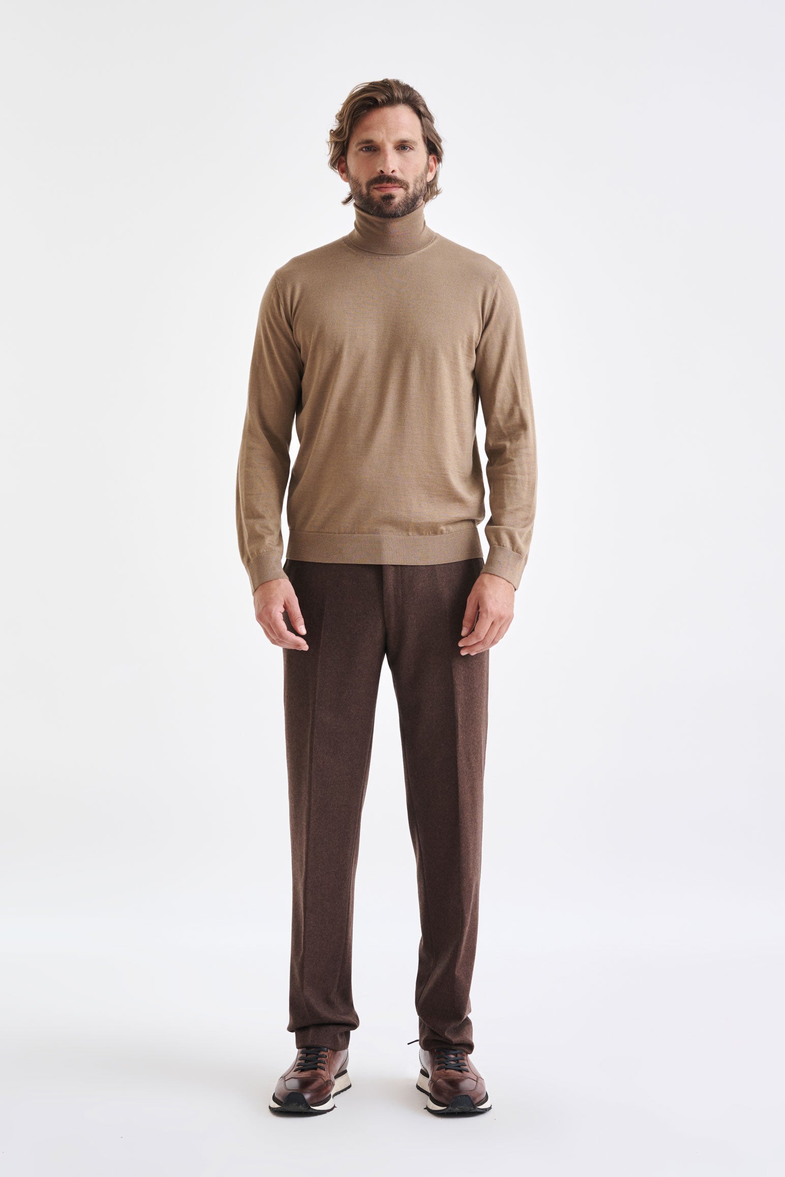 Camel Cashmere Merino Silk Blend Telford Turtleneck Sweater — detail 1