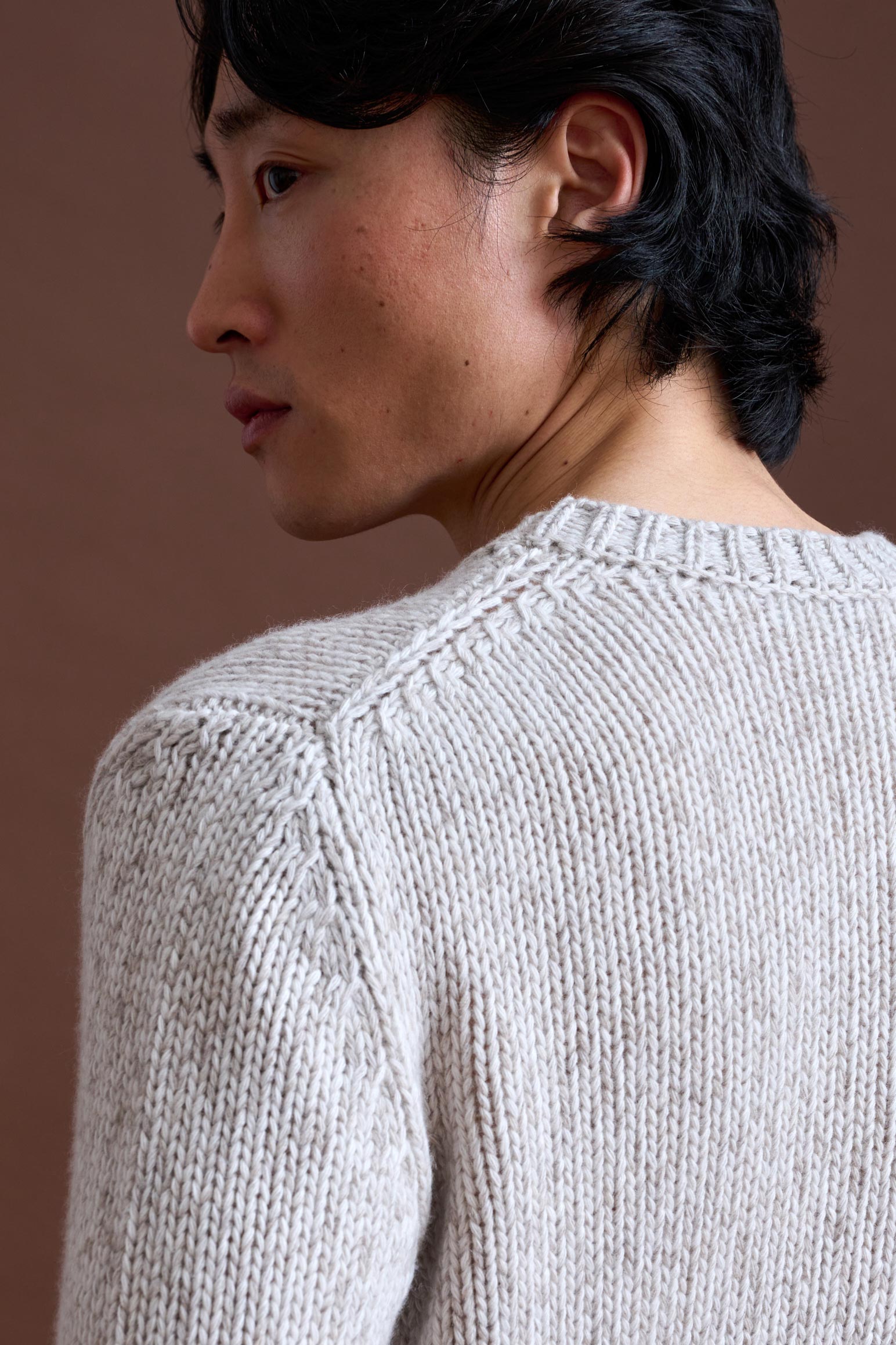 Beige Melange Wool & Cashmere Mouline Totnes Crewneck Knit — detail 3